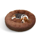 Pet Dog Bed Bedding Warm Plush Round Soft Dog Nest Light Coffee  XL 100cm - Pet And Farm
