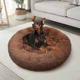 Pet Dog Bed Bedding Warm Plush Round Soft Dog Nest Light Coffee  XL 100cm - Pet And Farm