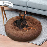 Pet Dog Bed Bedding Warm Plush Round Soft Dog Nest Light Coffee  XL 100cm - Pet And Farm