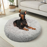 Pet Dog Bed Bedding Warm Plush Round Comfort Dog Nest Light Grey kennel XL 100cm - Pet And Farm