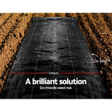 Instahut 0.915m x 50m Weedmat Weed Control Mat Woven Fabric Gardening Plant - Pet And Farm