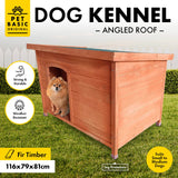 Pet Basic Dog Kennel Weather Resistant Timber Elevated Lift Top Roof 116cm - Pet And Farm