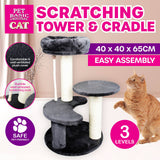 Pet Basic 3 Level Cat Scratching Tower & Cosy Bed Scratch Climb 65 x 40cm - Pet And Farm