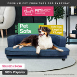 Pet Basic Pet Sofa Bed Stylish Luxurious Sturdy Washable Fabric Blue 98cm - Pet And Farm