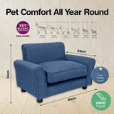 Pet Basic Pet Chair Bed Stylish Luxurious Sturdy Washable Fabric Blue 65cm - Pet And Farm