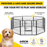 Pet Basic 8 Panel Pet Playpen Exercise Enclosure Cage Puppy Dog 80cm x 80cm - Pet And Farm
