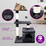 Pet Basic 3 Level Cat Scratching Tower & Playhouse Scratch 80 x 40 x 50cm - Pet And Farm