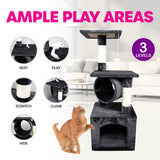 Pet Basic 3 Level Cat Scratch Tree & Playhouse Fun Climb Rest 92 x 35cm - Pet And Farm