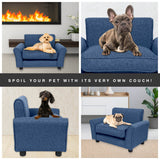 Pet Basic Pet Chair Bed Stylish Luxurious Sturdy Washable Fabric Blue 65cm - Pet And Farm