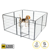 Pet Basic 8 Panel Pet Playpen Exercise Enclosure Cage Puppy Dog 80cm x 80cm - Pet And Farm