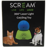 Scream 360 LASER LIGHT BALL w/STAND CAT/DOG TOY Loud Green & Blue - Pet And Farm 