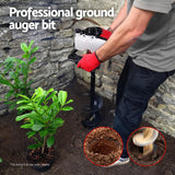 Giantz Post Hole Digger Auger Drill Bit 200mm with 80cm Extension Shaft Black - Pet And Farm 