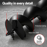 Giantz Post Hole Digger Auger Drill Bit 200mm with 80cm Extension Shaft Black - Pet And Farm 