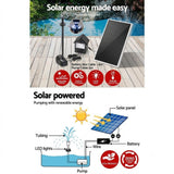 Gardeon Solar Pond Pump Submersible Water Fountain with Battery Kit LED Lights 4FT