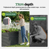 Green Fingers 2-in-1 Raised Garden Bed Kit, 240cm/120cm| 77cm Extra Deep Ergonomic Planter Box | Protect Your Back | Galvanised Steel Vegetable Flower Pot for Outdoor Garden | Includes Gloves & Pegs - Pet And Farm 