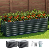 Green Fingers 2-in-1 Raised Garden Bed Kit, 240cm/120cm| 77cm Extra Deep Ergonomic Planter Box | Protect Your Back | Galvanised Steel Vegetable Flower Pot for Outdoor Garden | Includes Gloves & Pegs - Pet And Farm 