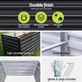 Green Fingers 2-in-1 Raised Garden Bed Kit, 240cm/120cm| 77cm Extra Deep Ergonomic Planter Box | Protect Your Back | Galvanised Steel Vegetable Flower Pot for Outdoor Garden | Includes Gloves & Pegs - Pet And Farm 