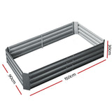 Green Fingers 2x Garden Bed 150x90cm Planter Box Raised Container Galvanised Herb - Pet And Farm 