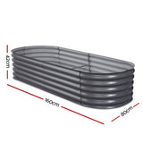 Green Fingers Garden Bed 160X80X42cm Oval Planter Box Raised Container Galvanised - Pet And Farm 