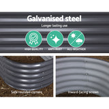 Green Fingers Garden Bed 160X80X42cm Oval Planter Box Raised Container Galvanised - Pet And Farm 