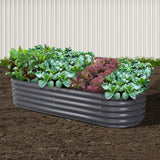 Green Fingers Garden Bed 160X80X42cm Oval Planter Box Raised Container Galvanised - Pet And Farm 