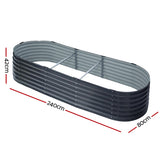 Green Fingers Garden Bed 240X80X42cm Oval Planter Box Raised Container Galvanised - Pet And Farm 