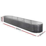 Green Fingers Garden Bed 320X80X42cm Oval Planter Box Raised Container Galvanised - Pet And Farm 