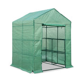 Green Fingers Greenhouse 1.4x1.55x2M Walk in Green House Tunnel Plant Garden Shed 8 Shelves - Pet And Farm 