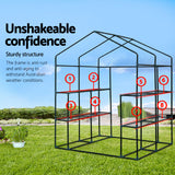 Green Fingers Greenhouse 1.4x1.55x2M Walk in Green House Tunnel Plant Garden Shed 8 Shelves - Pet And Farm 