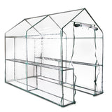 Green Fingers Greenhouse 1.2x1.9x1.9M Walk in Green House Tunnel Clear Garden Shed 4 Shelves - Pet And Farm 