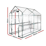 Green Fingers Greenhouse 1.2x1.9x1.9M Walk in Green House Tunnel Clear Garden Shed 4 Shelves - Pet And Farm 