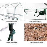 Green Fingers Greenhouse 1.2x1.9x1.9M Walk in Green House Tunnel Clear Garden Shed 4 Shelves - Pet And Farm 