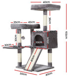 i.Pet Cat Tree 103cm Tower Scratching Post Scratcher Wood Condo House Trees Grey - Pet And Farm 