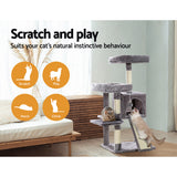 i.Pet Cat Tree 103cm Tower Scratching Post Scratcher Wood Condo House Trees Grey - Pet And Farm 