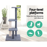 i.Pet Cat Tree 124cm Scratching Post Tower Scratcher Trees Wood Condo Board - Pet And Farm 