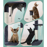 i.Pet Cat Tree 102cm Scratching Post Tower Scratcher Condo House Board Grey - Pet And Farm 