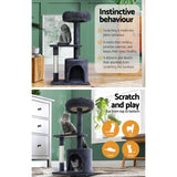 i.Pet Cat Tree 94cm Scratching Post Tower Scratcher Condo House Wood Trees Grey - Pet And Farm 