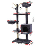i.Pet Cat Tree 140cm Tower Scratching Post Scratcher Trees Toys Condo Bed Grey - Pet And Farm 