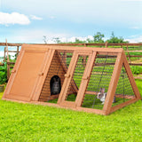 i.Pet Rabbit Hutch Chicken Coop 119cm x 51cm x 44cm Chicken Coop Large Run Wooden Cage Outdoor - Pet And Farm 
