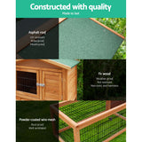 i.Pet Chicken Coop Rabbit Hutch 155cm x 49cm x 90cm Large Chicken Coop Wooden Run Cage House Outdoor - Pet And Farm 