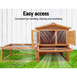 i.Pet Chicken Coop Rabbit Hutch 155cm x 49cm x 90cm Large Chicken Coop Wooden Run Cage House Outdoor - Pet And Farm 