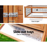 i.Pet Chicken Coop Rabbit Hutch 155cm x 49cm x 90cm Large Chicken Coop Wooden Run Cage House Outdoor - Pet And Farm 