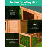 i.Pet Chicken Coop Rabbit Hutch 96cm x 96cm x 100cm Large Chicken Coop Run Wooden Cage Outdoor House - Pet And Farm 