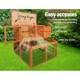i.Pet Chicken Coop Rabbit Hutch 96cm x 96cm x 100cm Large Chicken Coop Run Wooden Cage Outdoor House - Pet And Farm 