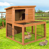 i.Pet Chicken Coop Rabbit Hutch 96cm x 96cm x 100cm Large Chicken Coop Run Wooden Cage Outdoor House - Pet And Farm 