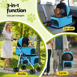 i.Pet Pet Stroller Dog Pram Large Cat Carrier Travel Pushchair Foldable 4 Wheels