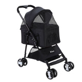 i.Pet Pet Stroller Dog Pram Cat Carrier Travel Large Pushchair Foldable 4 Wheels Black - Pet And Farm 