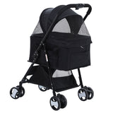 i.Pet Pet Stroller Dog Pram Cat Carrier Travel Large Pushchair Foldable 4 Wheels Black - Pet And Farm 