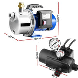 Giantz Garden Water Jet Pump High Pressure 1100W Tank Rain Farm Irrigation Black - Pet And Farm 