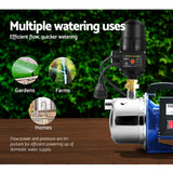 Giantz Garden Water Jet Pump High Pressure 1100W Tank Rain Farm Irrigation Black - Pet And Farm 